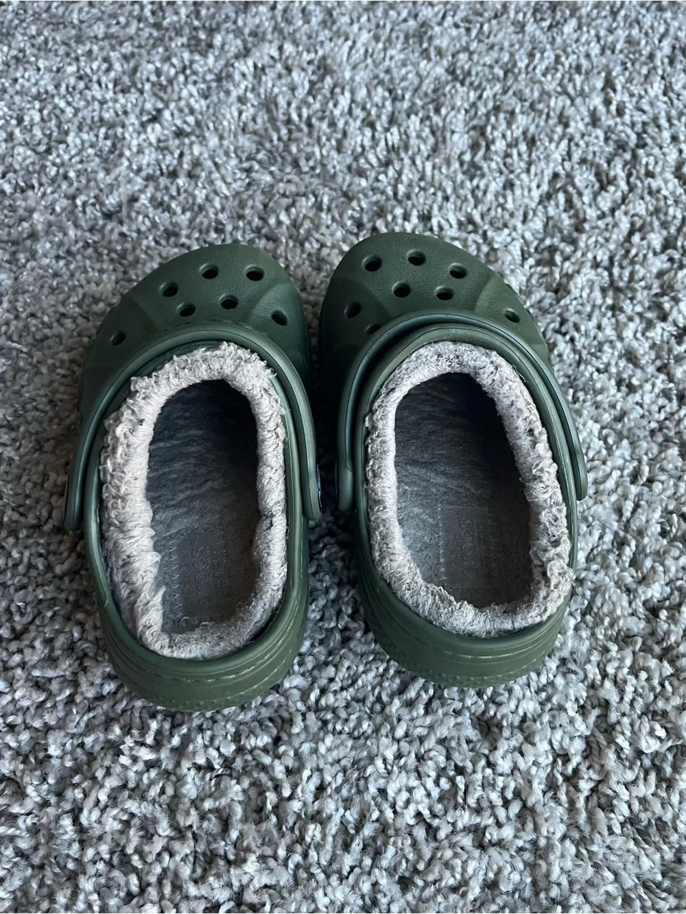 CROCS Baby Kids Fuzzy Lined Clog - Olive Green